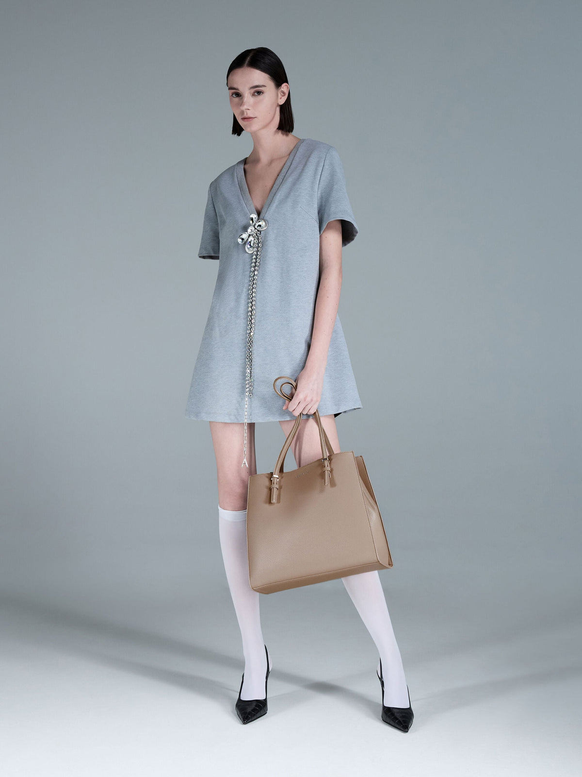 Sansa Tote Bag - Taupe | CHARLES & KEITH