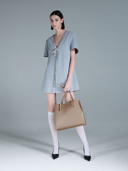 Sansa Tote Bag - Taupe | CHARLES & KEITH