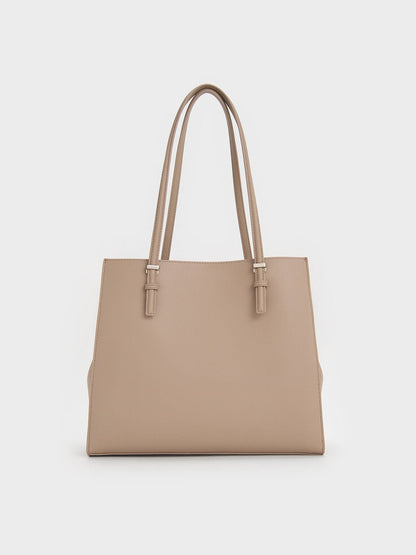 Sansa Tote Bag - Taupe | CHARLES & KEITH