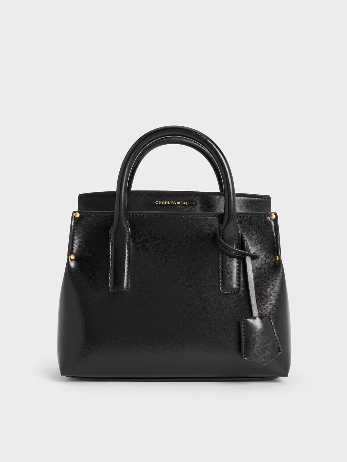 Rene Structured Top Handle Bag - Black | CHARLES & KEITH
