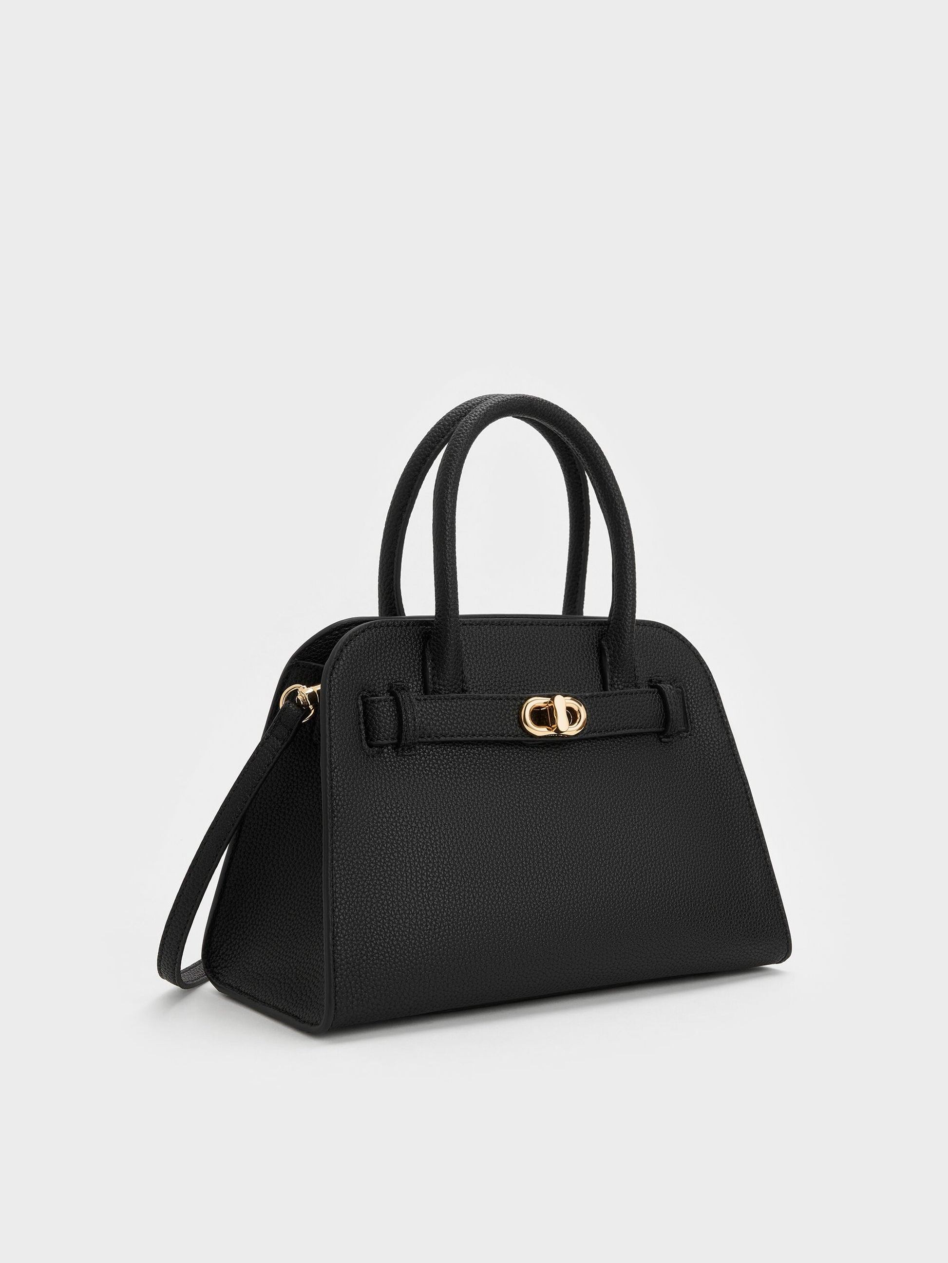 Aubrielle Belted Tote Bag - Black | CHARLES & KEITH