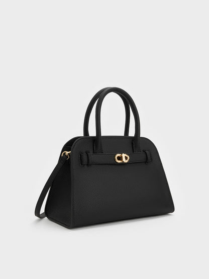 Aubrielle Belted Tote Bag - Black | CHARLES & KEITH