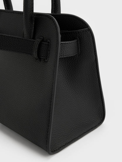 Aubrielle Belted Tote Bag - Black | CHARLES & KEITH