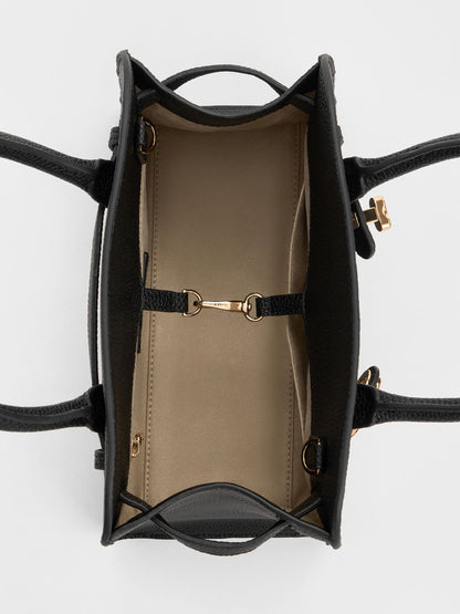 Aubrielle Belted Tote Bag - Black | CHARLES & KEITH