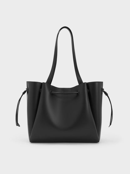 Hanya Drawstring Tote Bag - Jet Black | CHARLES & KEITH