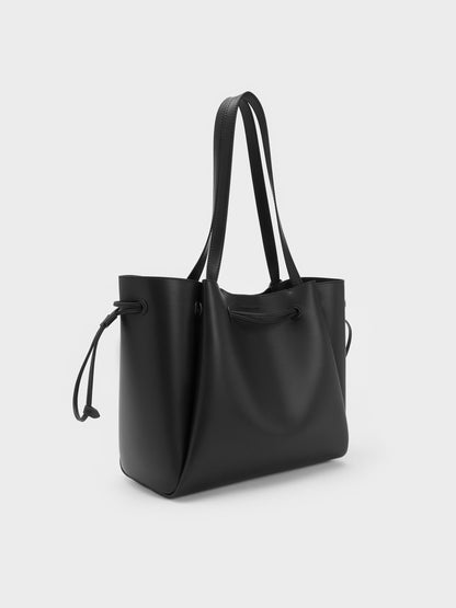 Hanya Drawstring Tote Bag - Jet Black | CHARLES & KEITH