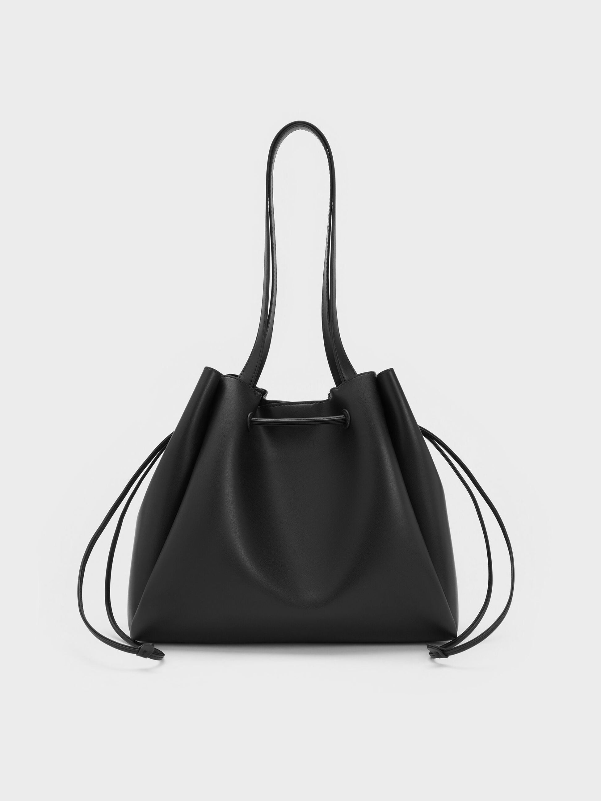 Hanya Drawstring Tote Bag - Jet Black | CHARLES & KEITH