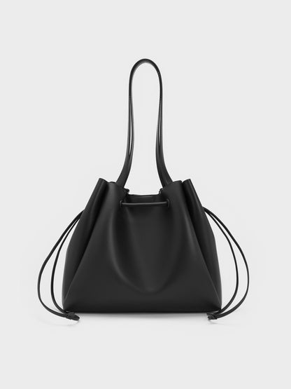 Hanya Drawstring Tote Bag - Jet Black | CHARLES & KEITH