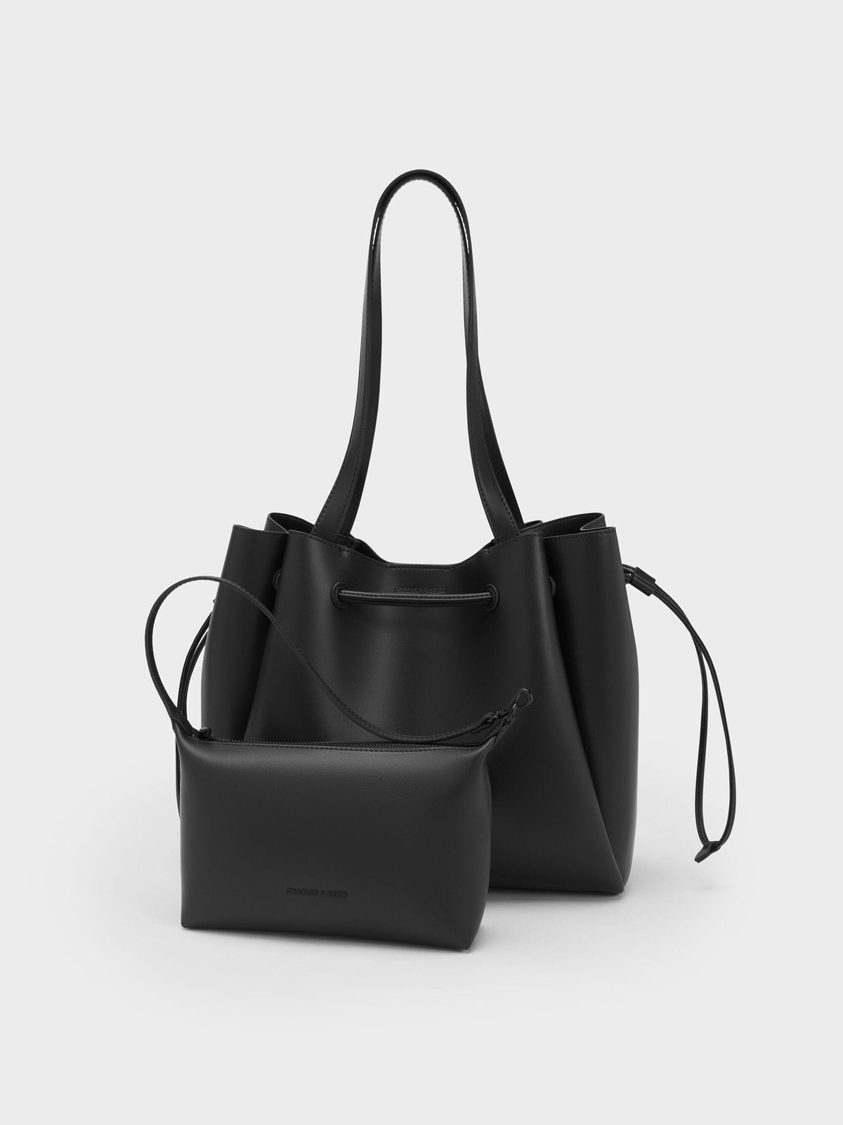 Hanya Drawstring Tote Bag - Jet Black | CHARLES & KEITH