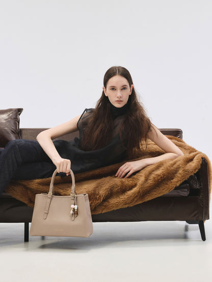 Baral Bead-Charm Tote Bag - Taupe | CHARLES & KEITH