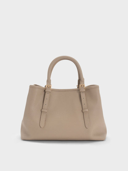 Baral Bead-Charm Tote Bag - Taupe | CHARLES & KEITH