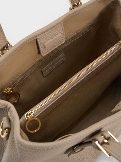 Baral Bead-Charm Tote Bag - Taupe | CHARLES & KEITH
