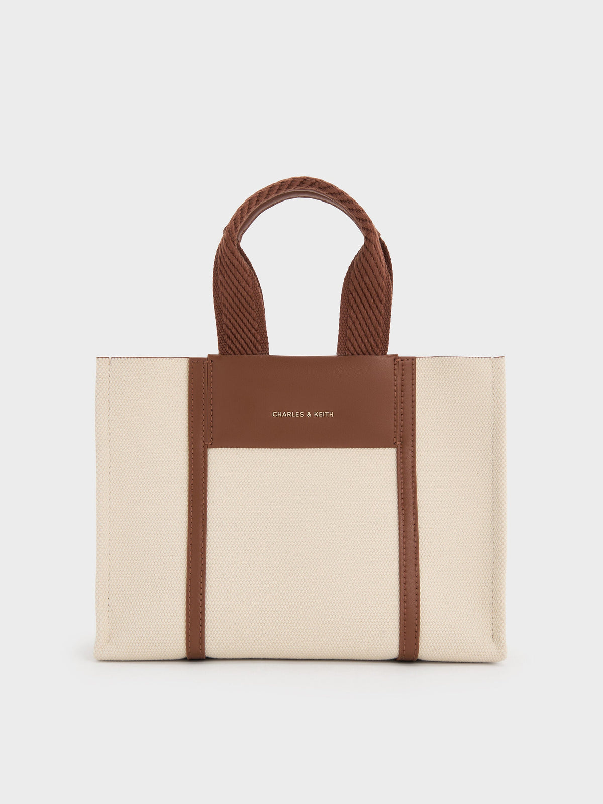 Mini Shalia Canvas Tote Bag - Beige Canvas | CHARLES & KEITH