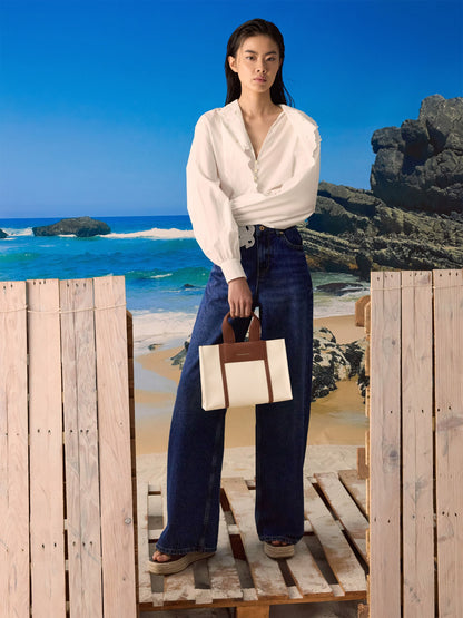 Mini Shalia Canvas Tote Bag - Beige Canvas | CHARLES & KEITH