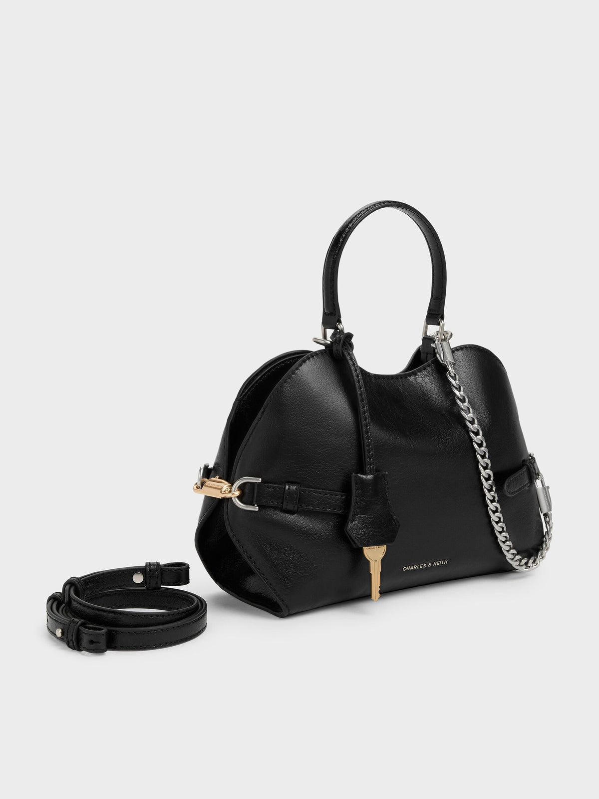 Delfina Chain Side-Belt Tote Bag - Noir | CHARLES & KEITH