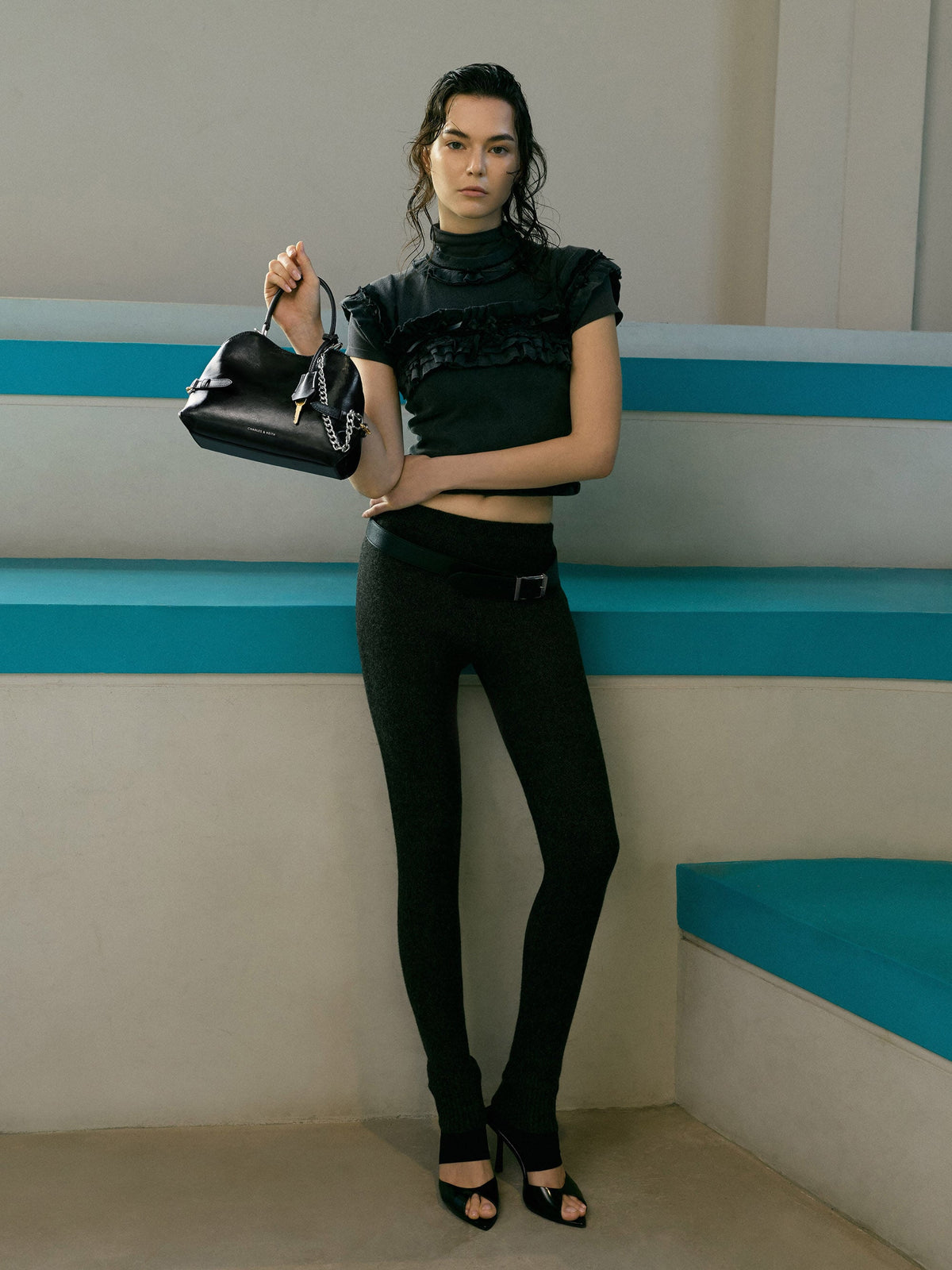 Delfina Chain Side-Belt Tote Bag - Noir | CHARLES & KEITH