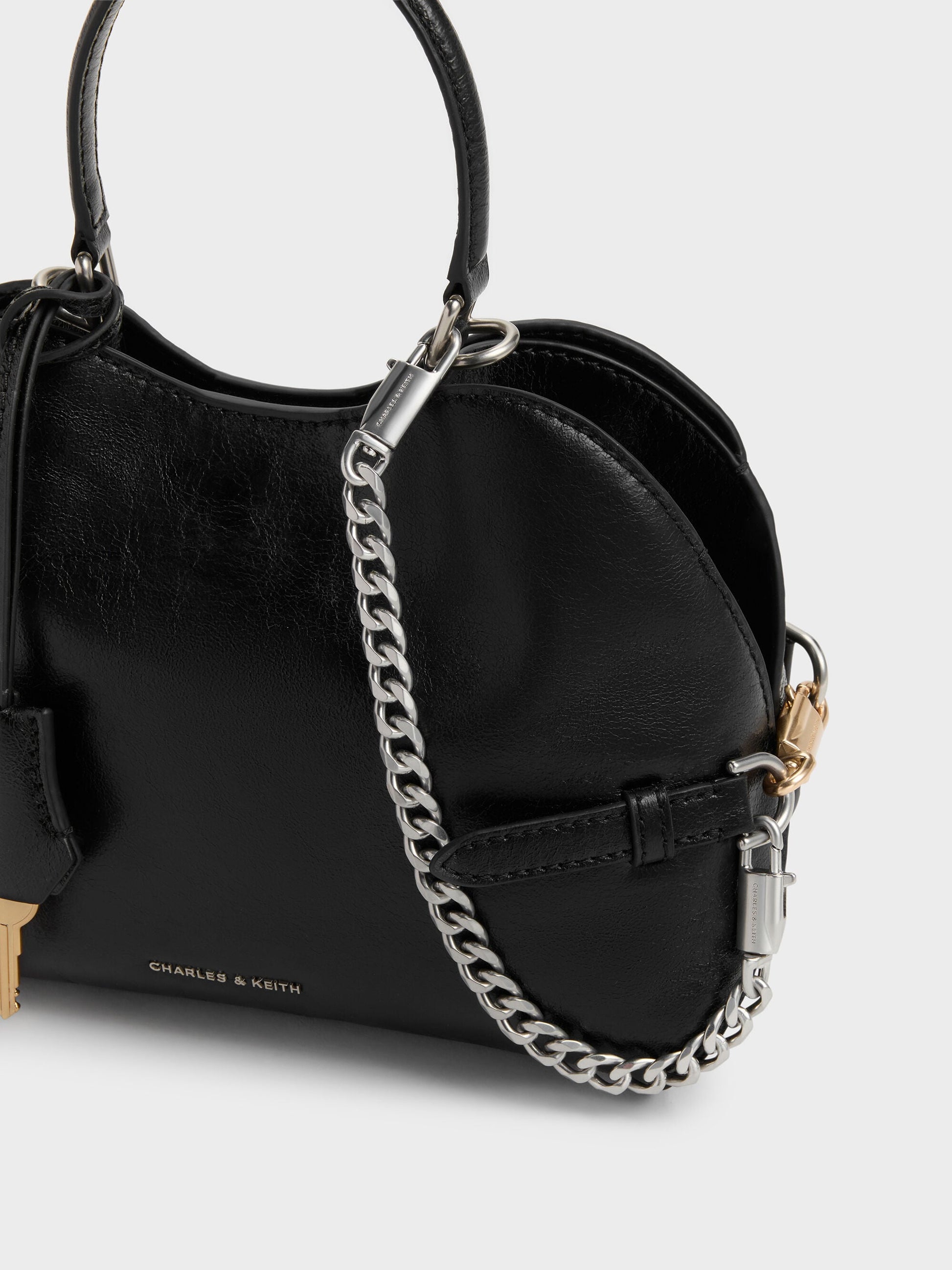 Delfina Chain Side-Belt Tote Bag - Noir | CHARLES & KEITH