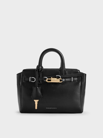 Mini Delfina Belted Tote Bag - Noir | CHARLES & KEITH