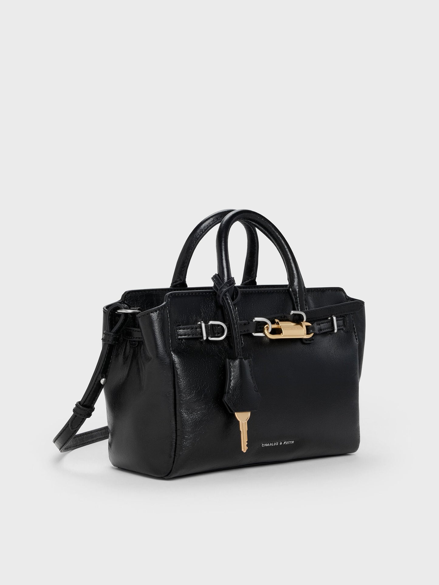 Mini Delfina Belted Tote Bag - Noir | CHARLES & KEITH