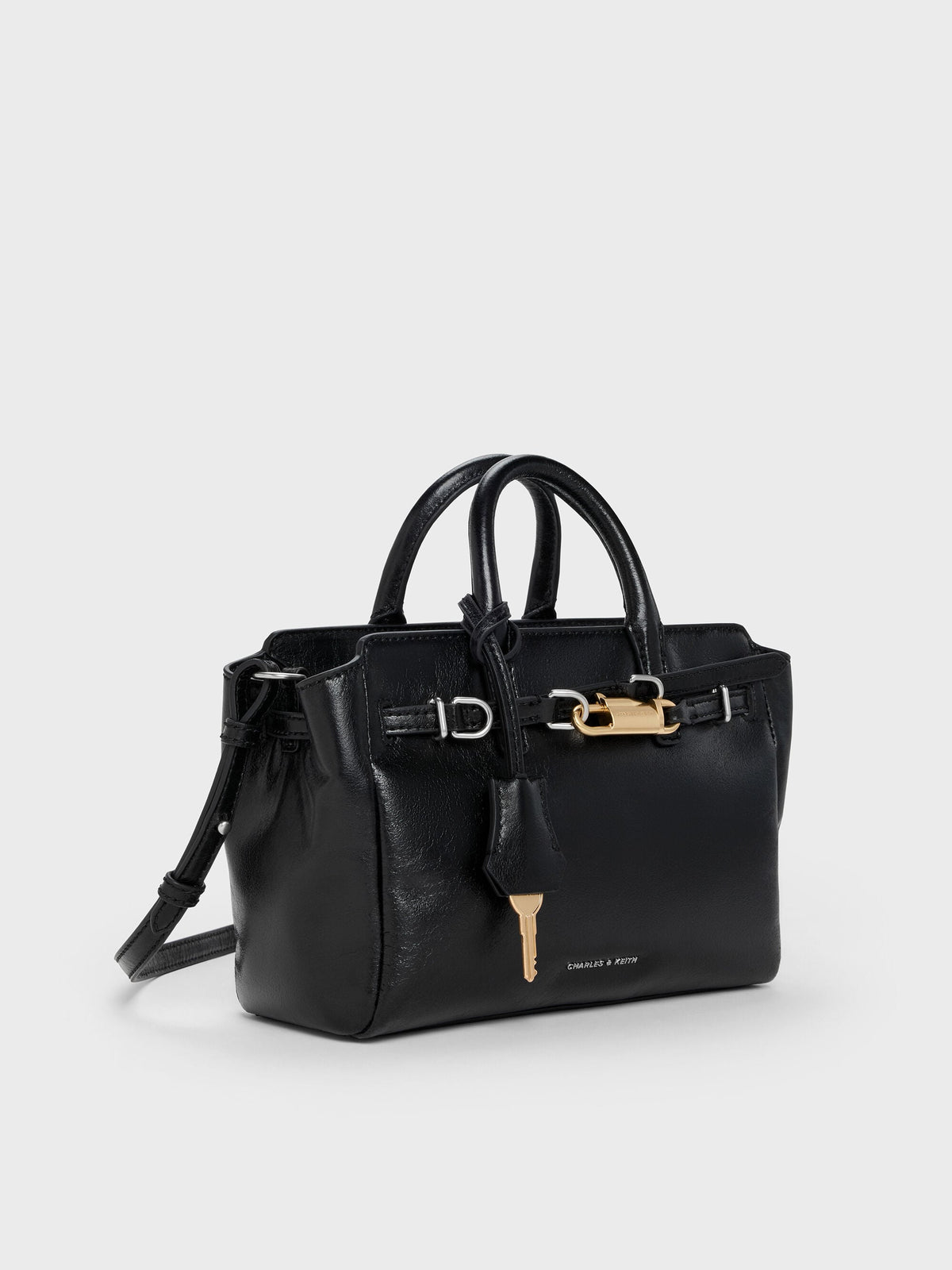 Mini Delfina Belted Tote Bag - Noir | CHARLES & KEITH