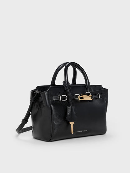 Mini Delfina Belted Tote Bag - Noir | CHARLES & KEITH