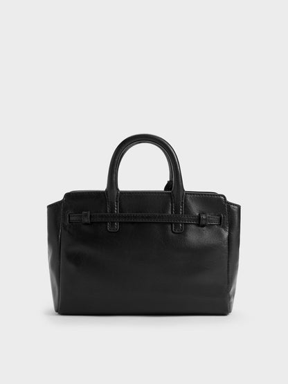 Mini Delfina Belted Tote Bag - Noir | CHARLES & KEITH