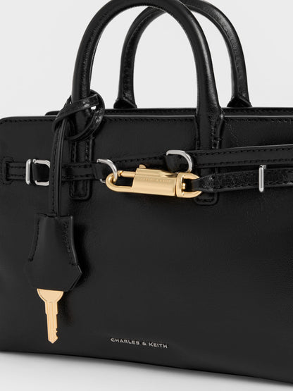 Mini Delfina Belted Tote Bag - Noir | CHARLES & KEITH
