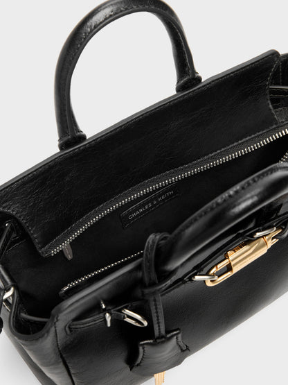 Mini Delfina Belted Tote Bag - Noir | CHARLES & KEITH