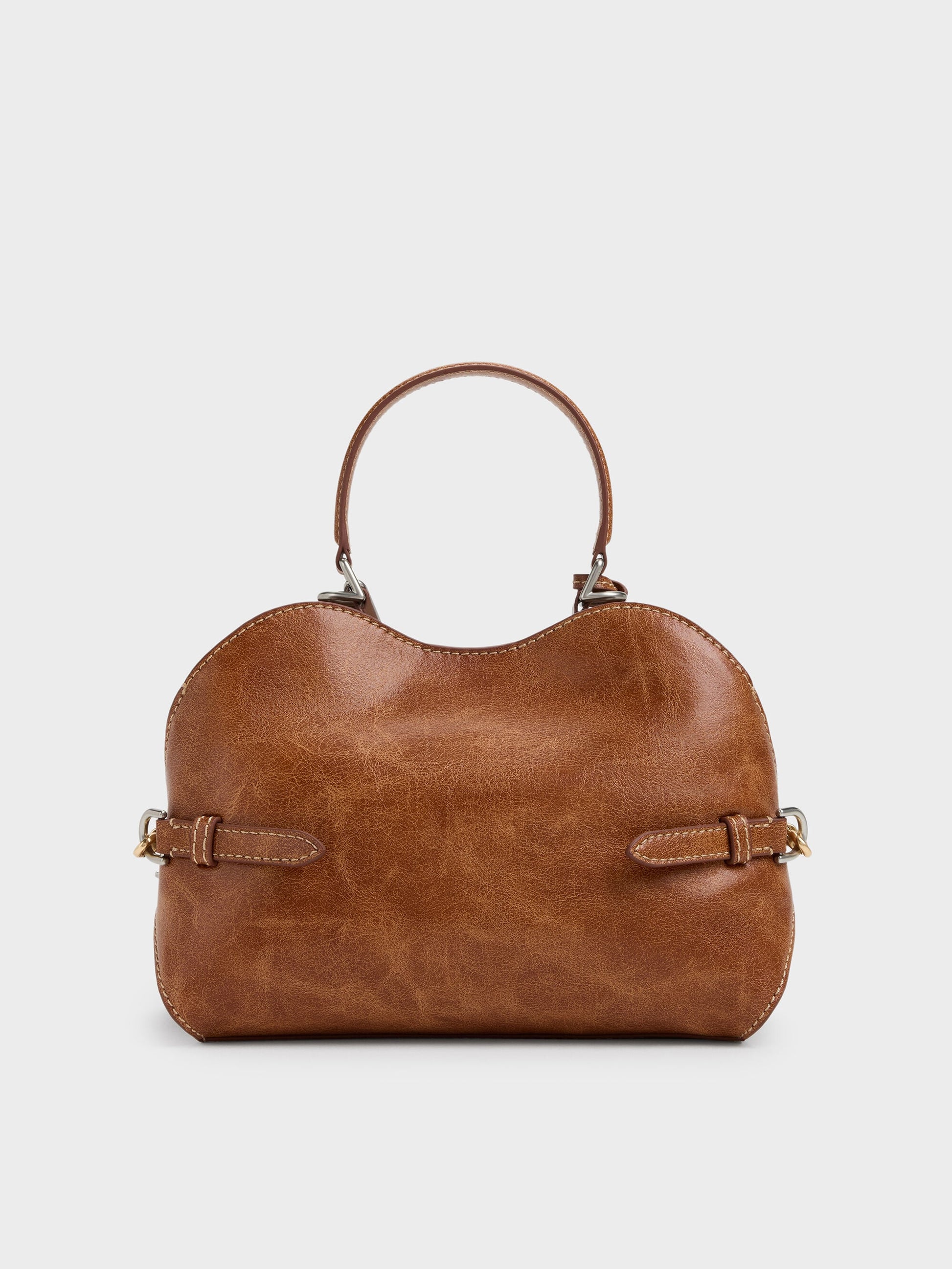 Delfina Chain Side-Belt Tote Bag - Distressed Tan | CHARLES & KEITH