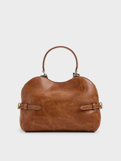 Delfina Chain Side-Belt Tote Bag - Distressed Tan | CHARLES & KEITH