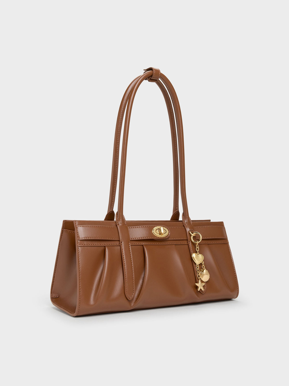 Isolde Belted Ruched Shoulder Bag - Chocolate | CHARLES & KEITH