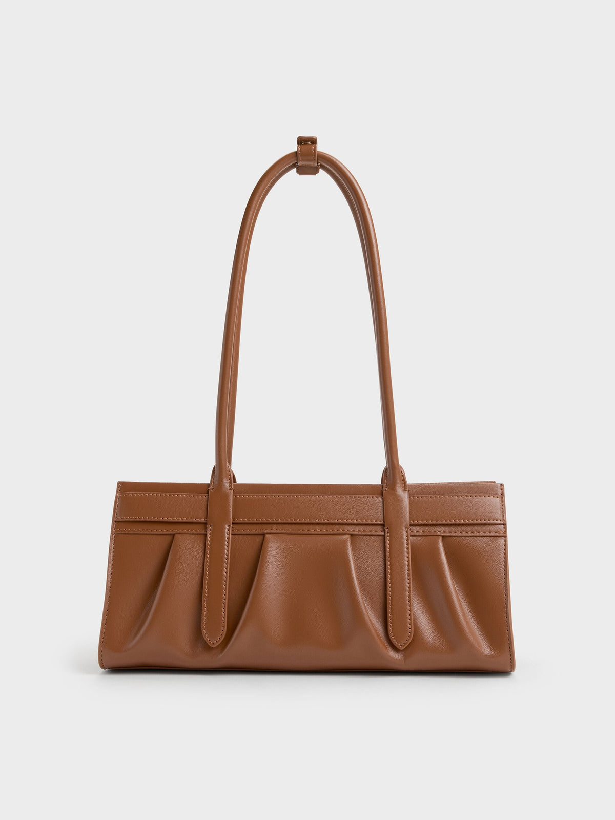 Isolde Belted Ruched Shoulder Bag - Chocolate | CHARLES & KEITH