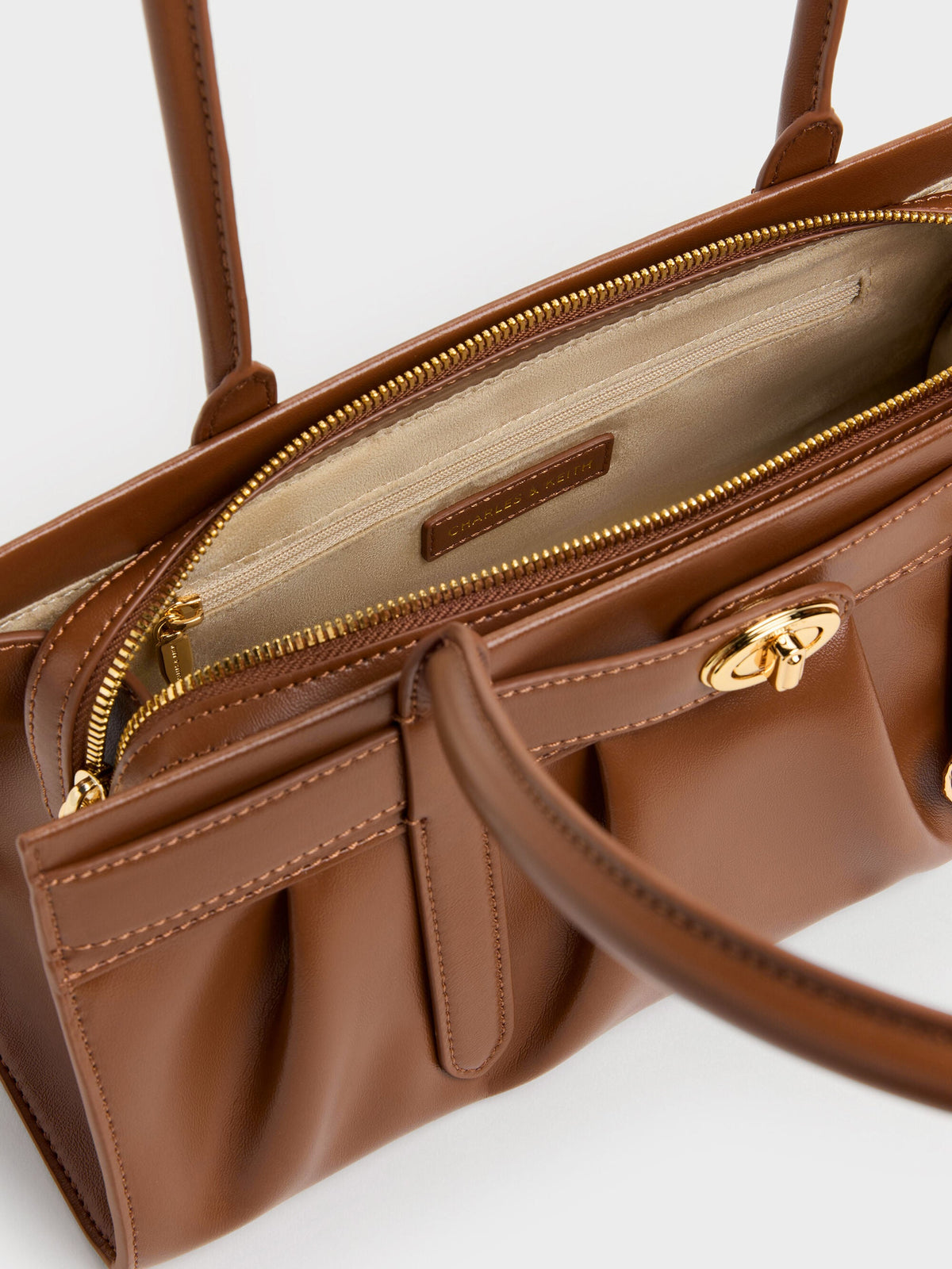 Isolde Belted Ruched Shoulder Bag - Chocolate | CHARLES & KEITH