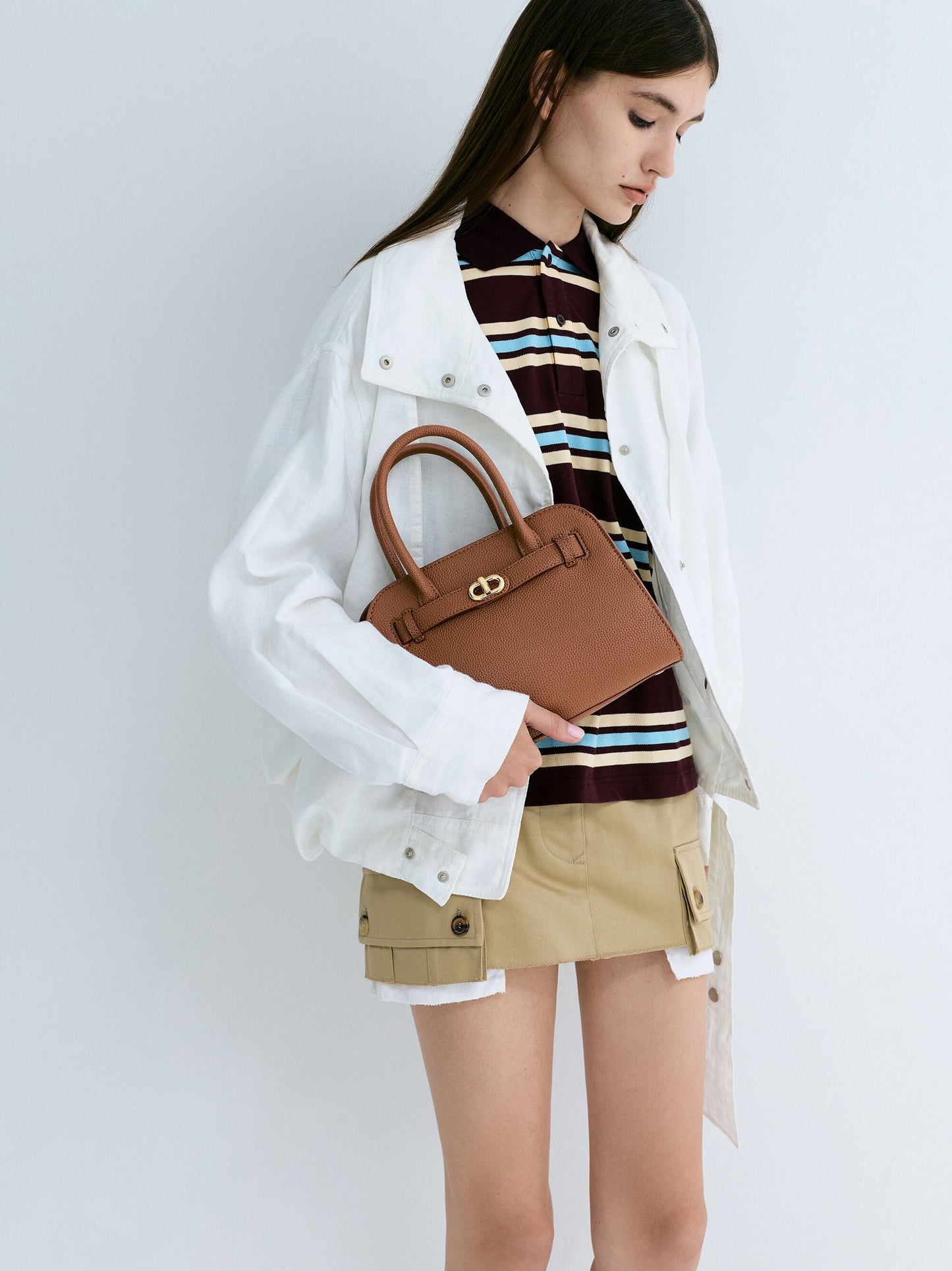 Aubrielle Belted Tote Bag - Chocolate | CHARLES & KEITH