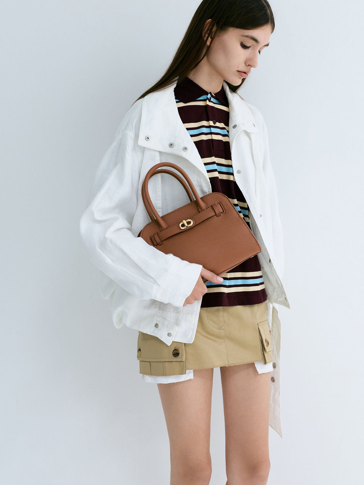 Aubrielle Belted Tote Bag - Chocolate | CHARLES & KEITH