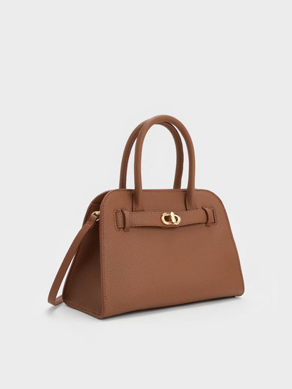 Aubrielle Belted Tote Bag - Chocolate | CHARLES & KEITH