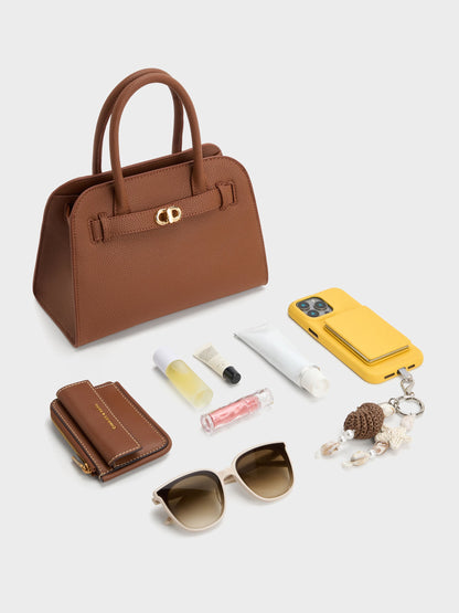 Aubrielle Belted Tote Bag - Chocolate | CHARLES & KEITH