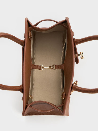 Aubrielle Belted Tote Bag - Chocolate | CHARLES & KEITH