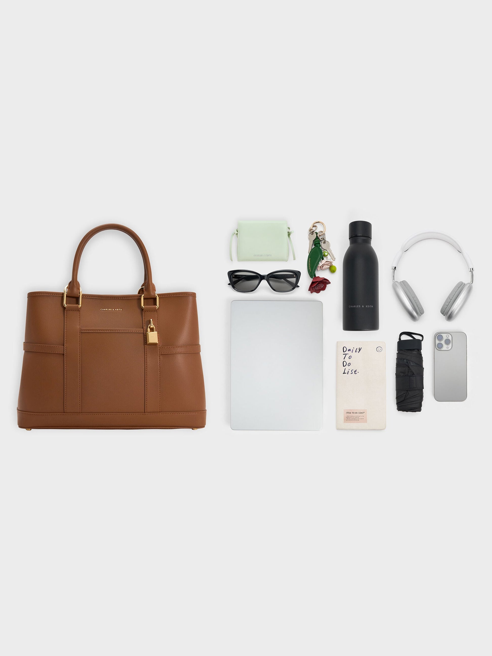 Scottie Tote Bag - Chocolate | CHARLES & KEITH