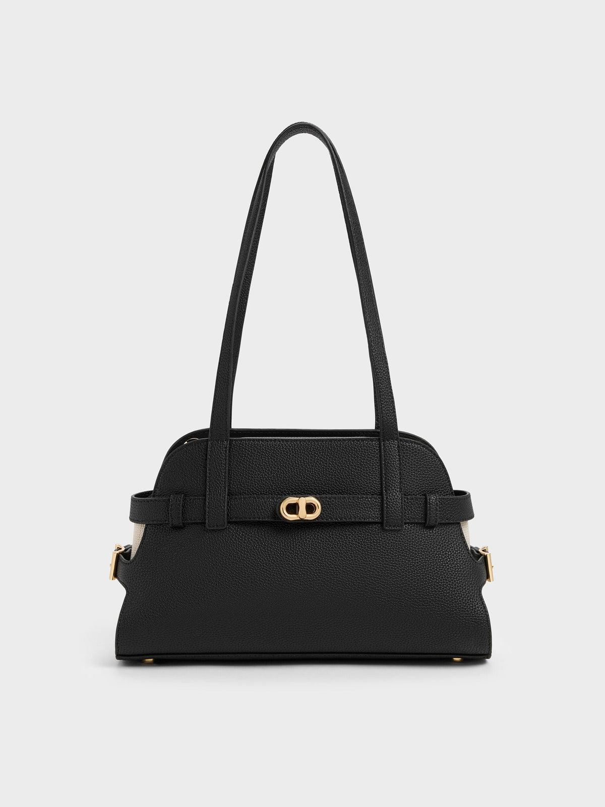 Aubrielle Belted Shoulder Bag - Black | CHARLES & KEITH