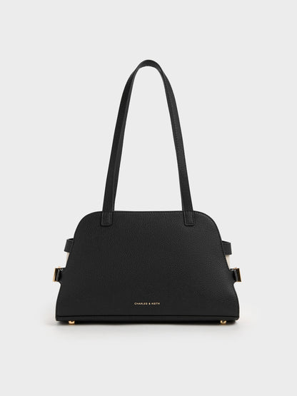 Aubrielle Belted Shoulder Bag - Black | CHARLES & KEITH