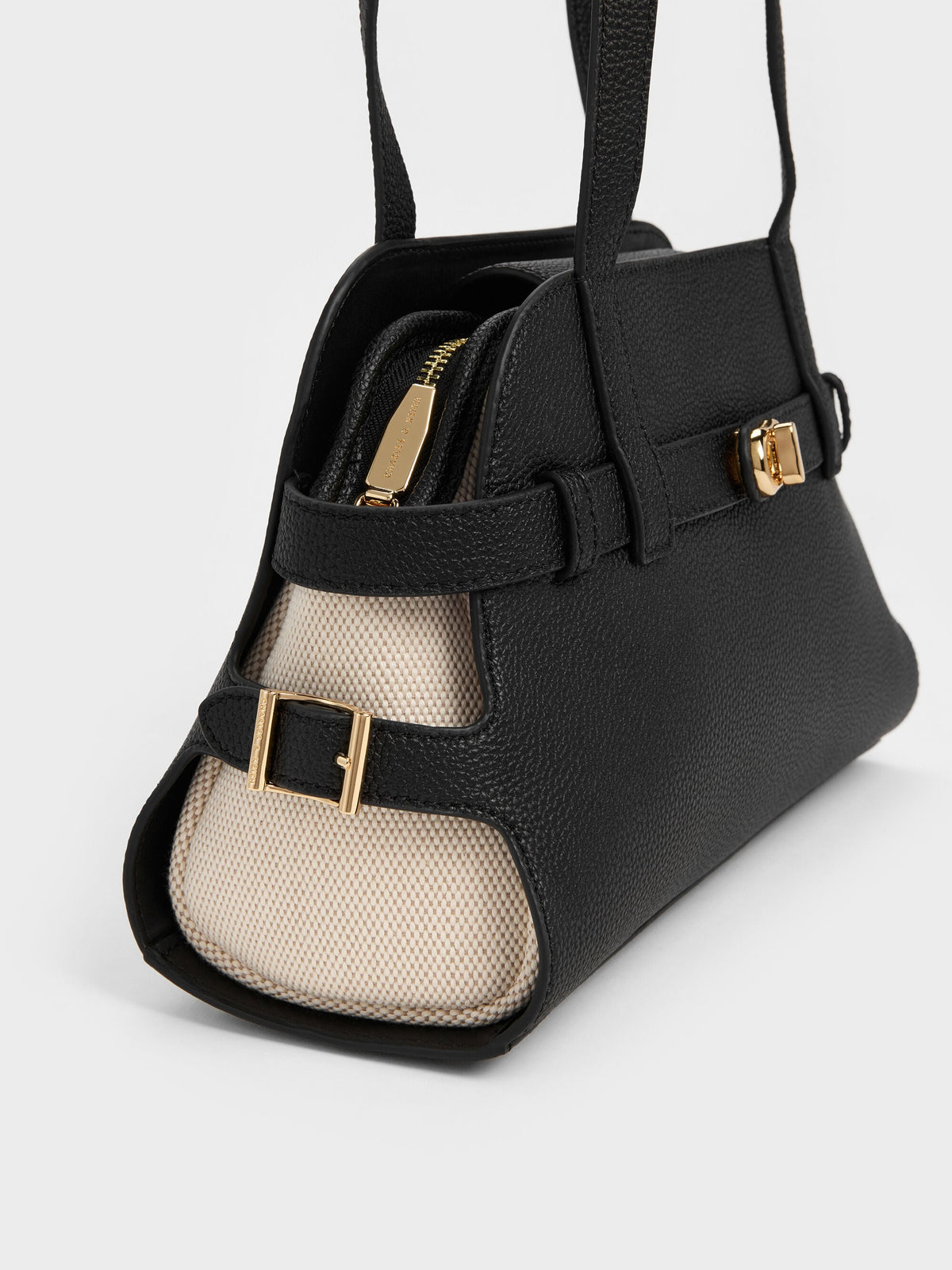 Aubrielle Belted Shoulder Bag - Black | CHARLES & KEITH
