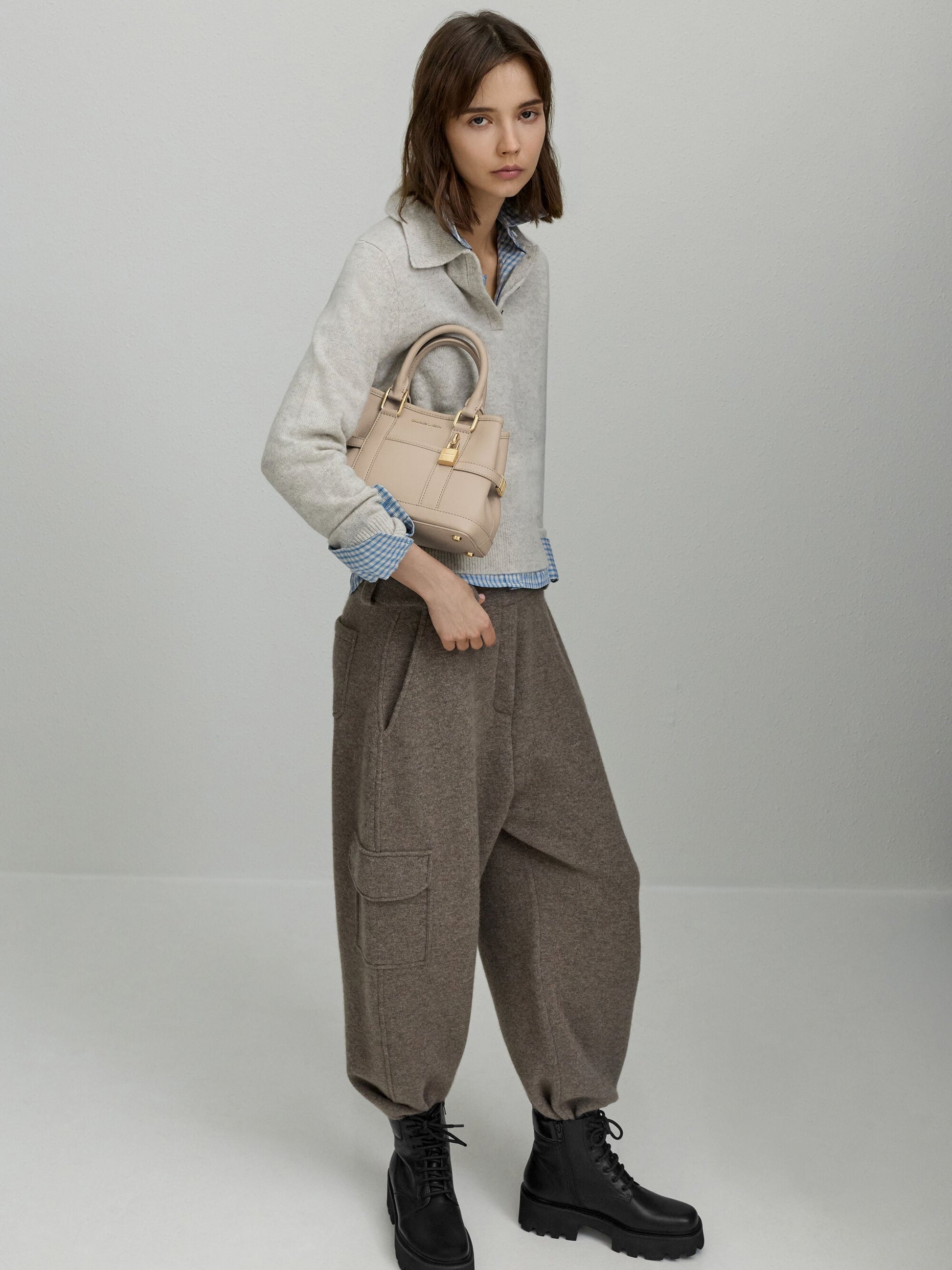 Mini Scottie Tote Bag - Taupe | CHARLES & KEITH