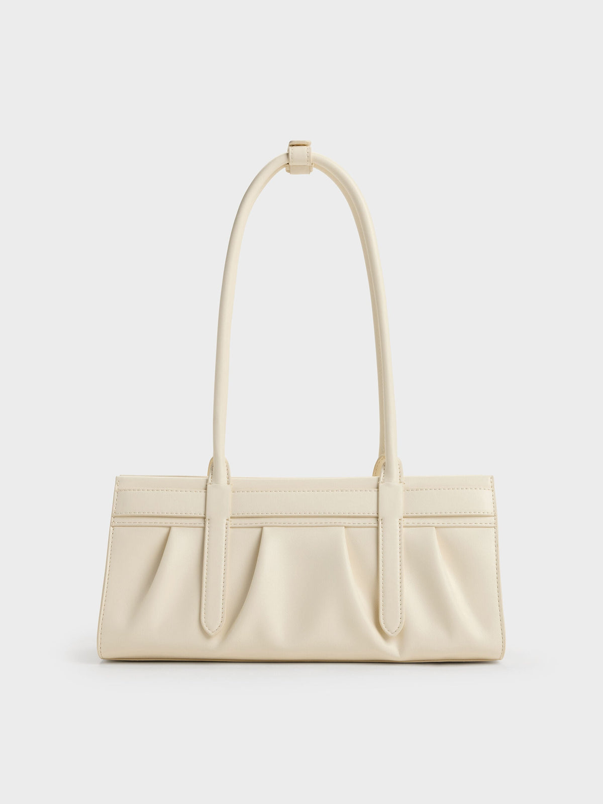 Isolde Belted Ruched Shoulder Bag - Cream | CHARLES & KEITH