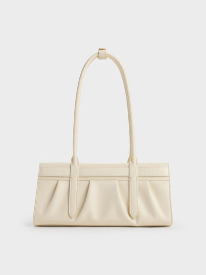 Isolde Belted Ruched Shoulder Bag - Cream | CHARLES & KEITH