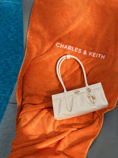 Isolde Belted Ruched Shoulder Bag - Cream | CHARLES & KEITH