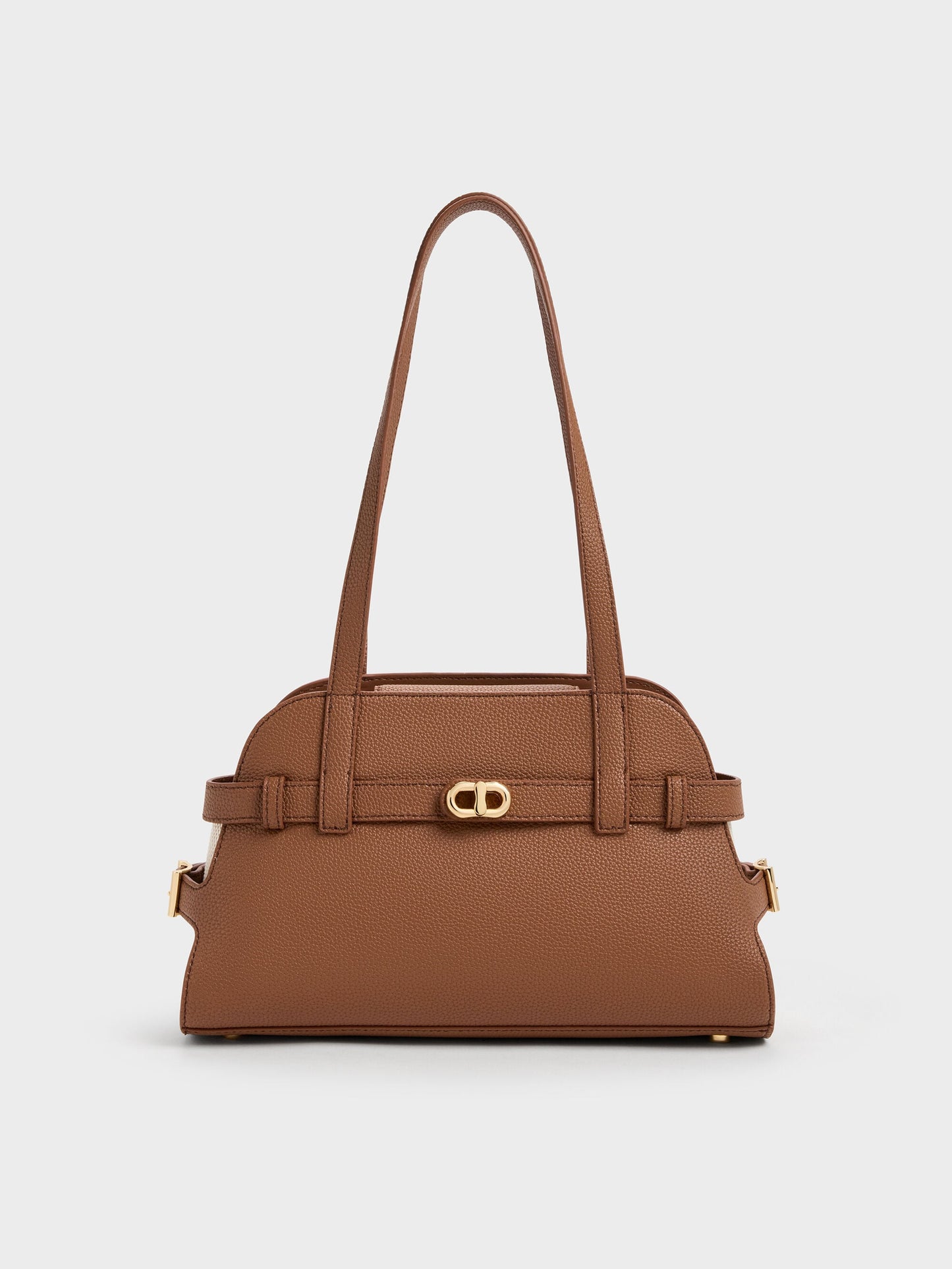Aubrielle Belted Shoulder Bag - Chocolate | CHARLES & KEITH