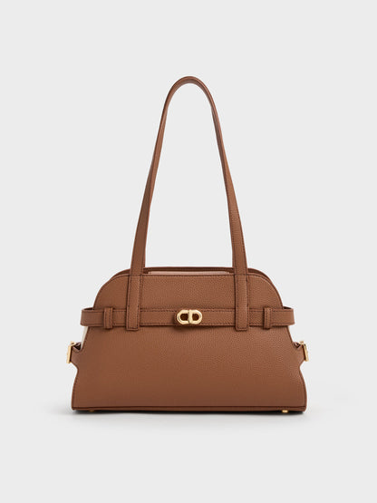 Aubrielle Belted Shoulder Bag - Chocolate | CHARLES & KEITH