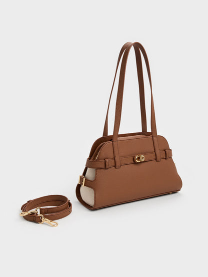 Aubrielle Belted Shoulder Bag - Chocolate | CHARLES & KEITH