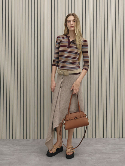 Aubrielle Belted Shoulder Bag - Chocolate | CHARLES & KEITH